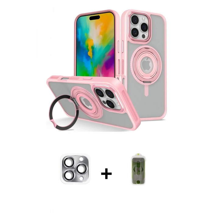 MARSİLYAN™- iPhone 16 Pro Max Kılıf Nova Minimal Serisi - Siyah Joko Magic 5D Hayalet Cam + Pers Alüminyum Kamera Lens - GI