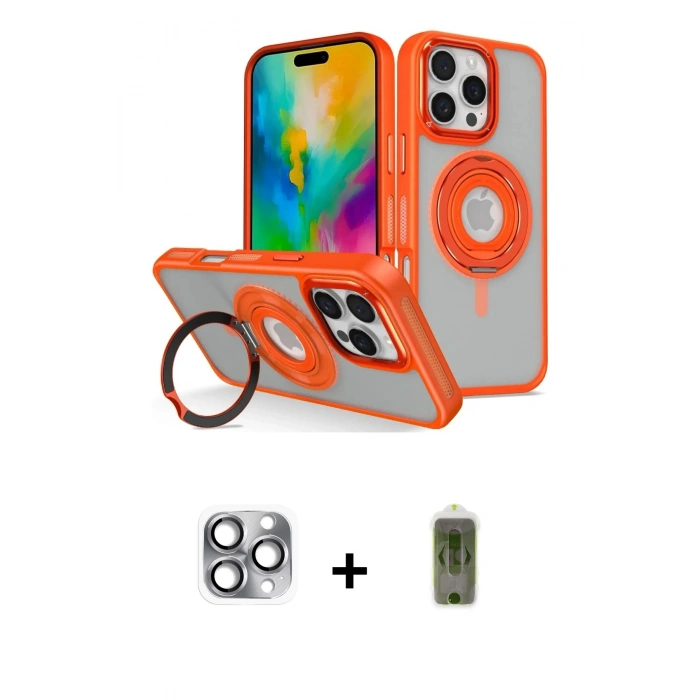 MARSİLYAN™- iPhone 16 Pro Max Kılıf Nova Minimal Serisi - Siyah Joko Magic 5D Hayalet Cam + Pers Alüminyum Kamera Lens - GI