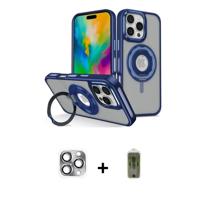 MARSİLYAN™- iPhone 16 Pro Max Kılıf Nova Minimal Serisi - Siyah Joko Magic 5D Hayalet Cam + Pers Alüminyum Kamera Lens - GI