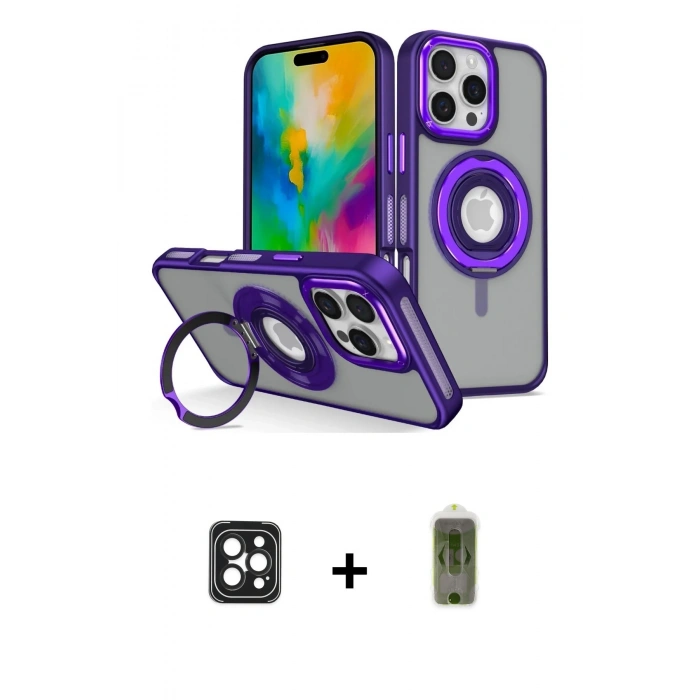 MARSİLYAN™- iPhone 16 Pro Max Kılıf Nova Minimal Serisi - Siyah Joko Magic 5D Hayalet Cam + PVD Metal Kamera Lens - SH