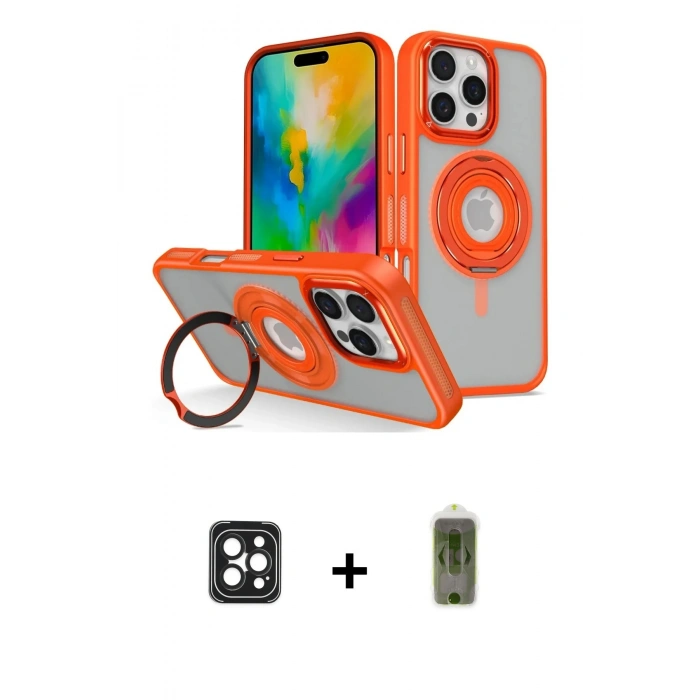 MARSİLYAN™- iPhone 16 Pro Max Kılıf Nova Minimal Serisi - Siyah Joko Magic 5D Hayalet Cam + PVD Metal Kamera Lens - SH