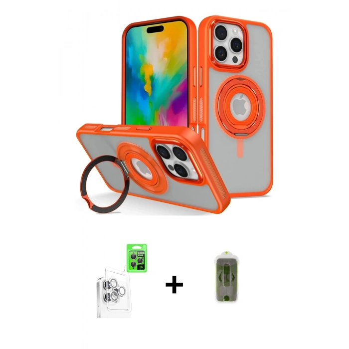 MARSİLYAN™- iPhone 16 Pro Max Kılıf Nova Minimal Serisi - Siyah Joko Magic 5D Hayalet Cam + Raze Metal Kamera Lens - BZ