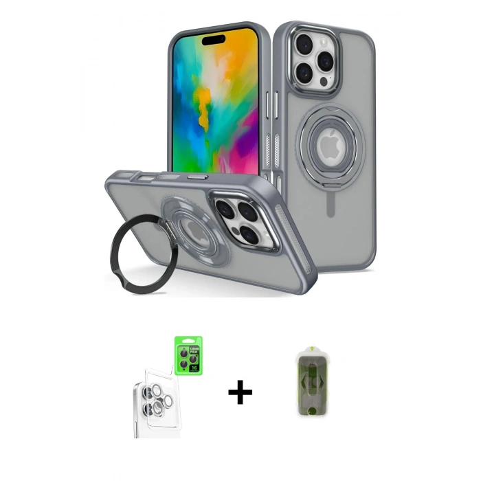 MARSİLYAN™- iPhone 16 Pro Max Kılıf Nova Minimal Serisi - Siyah Joko Magic 5D Hayalet Cam + Raze Metal Kamera Lens - BZ