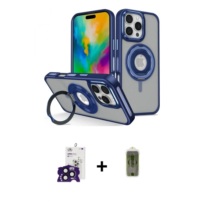 MARSİLYAN™- iPhone 16 Pro Max Kılıf Nova Minimal Serisi - Siyah Joko Magic 5D Hayalet Cam + Bilvis Titan Kamera Lens - SH
