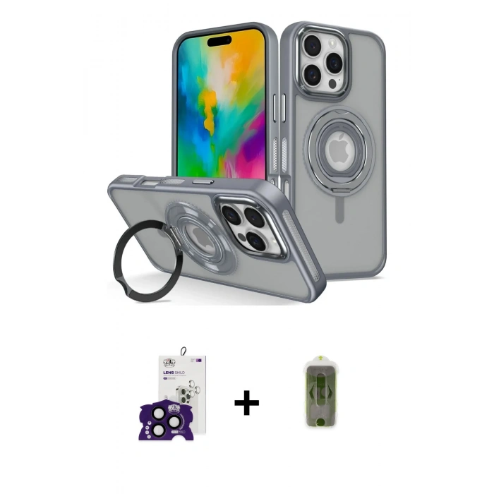 MARSİLYAN™- iPhone 16 Pro Max Kılıf Nova Minimal Serisi - Siyah Joko Magic 5D Hayalet Cam + Bilvis Titan Kamera Lens - SH