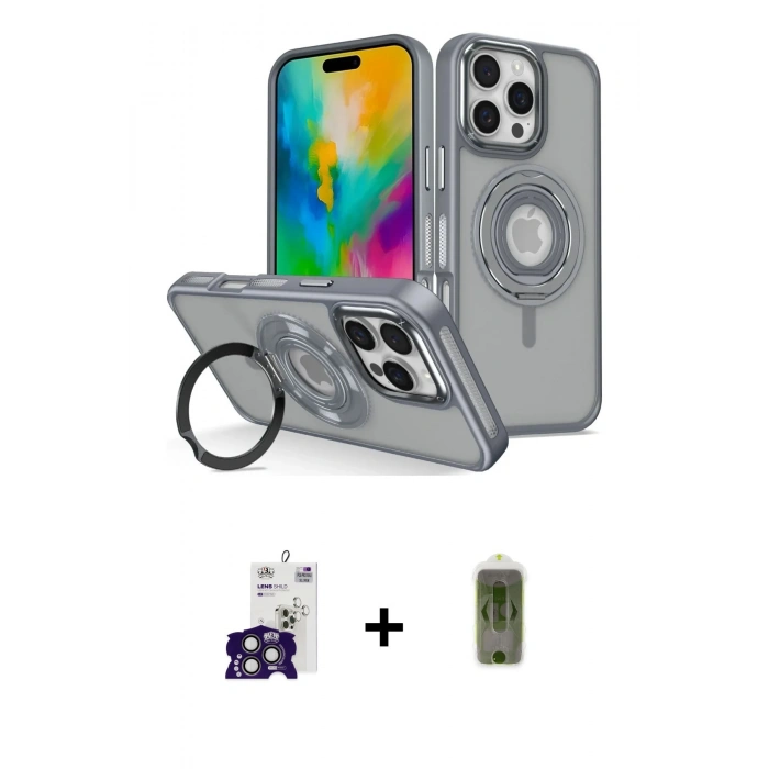 MARSİLYAN™- iPhone 16 Pro Max Kılıf Nova Minimal Serisi - Siyah Joko Magic 5D Hayalet Cam + Bilvis Titan Kamera Lens - TMGI