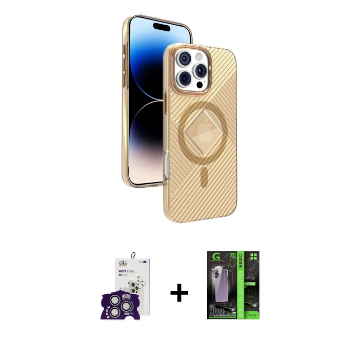 MARSİLYAN™- iPhone 16 Pro Max Kılıf Nova Modern Prime - Şeffaf 360 Full Body Arka Koruyucu + Gümüş Bilvis Titan Kamera Lens
