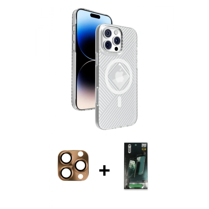 MARSİLYAN™- iPhone 16 Pro Max Kılıf Nova Modern Prime - Siyah 360 Mat Full Body Arka Koruyucu + Pers Alüminyum Kamera Lens - CLTM