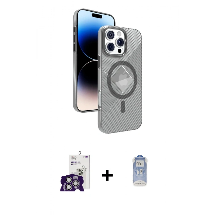 MARSİLYAN™- iPhone 16 Pro Max Kılıf Nova Modern Prime - Siyah Joko Magic 5D Cam + Bilvis Titan Kamera Lens - GS