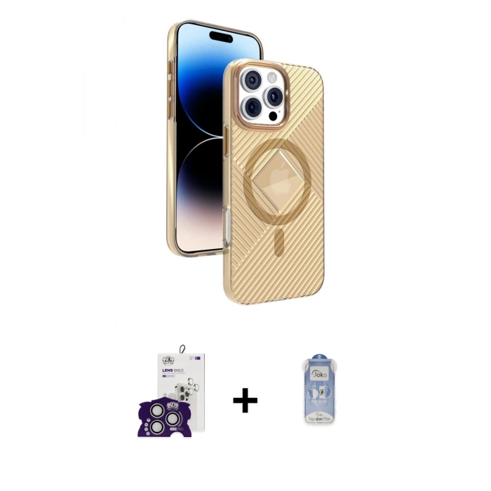 MARSİLYAN™- iPhone 16 Pro Max Kılıf Nova Modern Prime - Siyah Joko Magic 5D Cam + Bilvis Titan Kamera Lens - GS