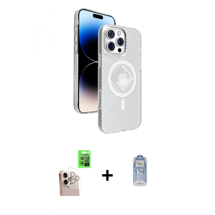 MARSİLYAN™- iPhone 16 Pro Max Kılıf Nova Modern Prime - Siyah Joko Magic 5D Cam + Raze Metal Kamera Lens - NLGY