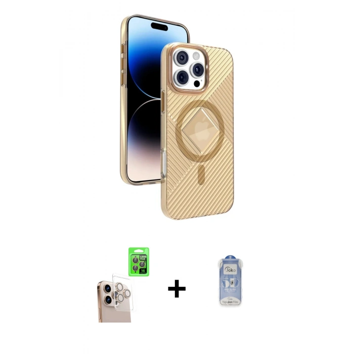 MARSİLYAN™- iPhone 16 Pro Max Kılıf Nova Modern Prime - Siyah Joko Magic 5D Cam + Raze Metal Kamera Lens - NLGY