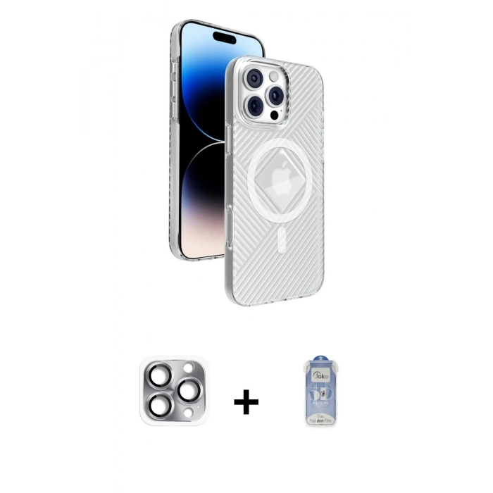 MARSİLYAN™- iPhone 16 Pro Max Kılıf Nova Modern Prime - Siyah Joko Magic 5D Cam + Pers Alüminyum Kamera Lens - GI