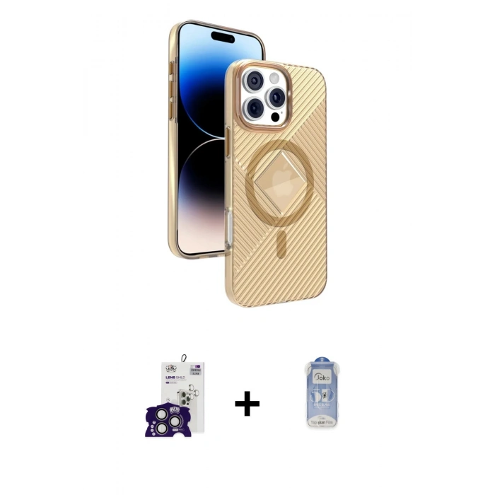 MARSİLYAN™- iPhone 16 Pro Max Kılıf Nova Modern Prime - Siyah Joko Magic 5D Cam + Titanyum Gri Bilvis Titan Kamera Lens