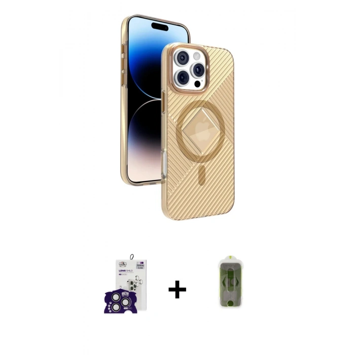 MARSİLYAN™- iPhone 16 Pro Max Kılıf Nova Modern Prime - Siyah Joko Magic 5D Hayalet Cam + Bilvis Titan Kamera Lens - TMGI