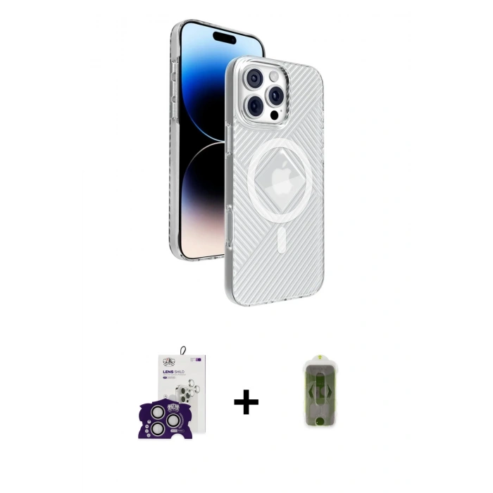 MARSİLYAN™- iPhone 16 Pro Max Kılıf Nova Modern Prime - Siyah Joko Magic 5D Hayalet Cam + Bilvis Titan Kamera Lens - GS