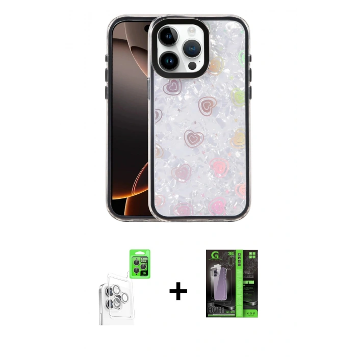 MARSİLYAN™- iPhone 16 Pro Max Kılıf Odak Prime - Şeffaf 360 Full Body Arka Koruyucu + Raze Metal Kamera Lens - BZ
