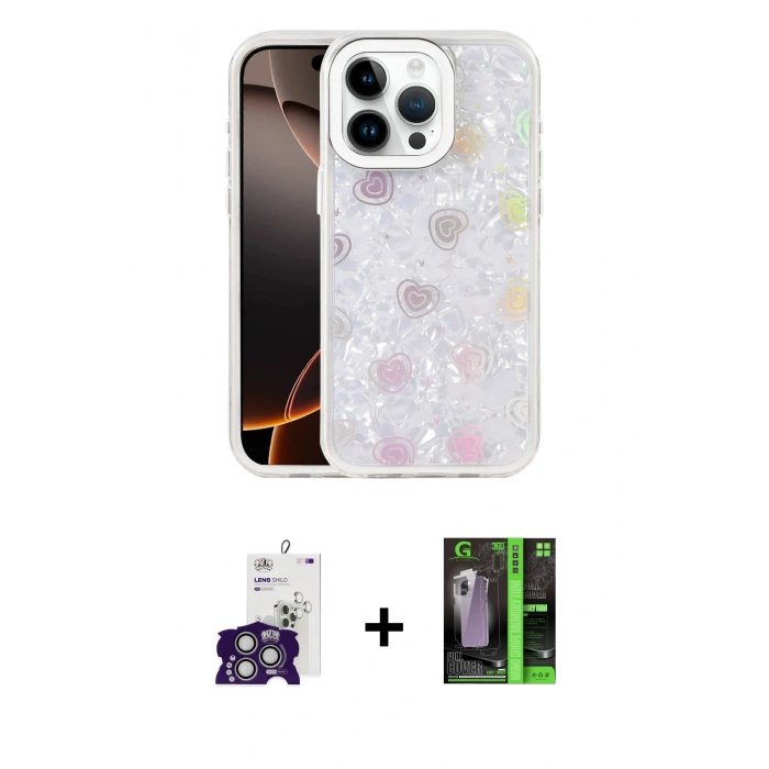 MARSİLYAN™- iPhone 16 Pro Max Kılıf Odak Prime - Şeffaf 360 Full Body Arka Koruyucu + Bilvis Titan Kamera Lens - GS