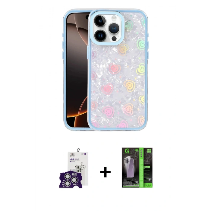 MARSİLYAN™- iPhone 16 Pro Max Kılıf Odak Prime - Şeffaf 360 Full Body Arka Koruyucu + Bilvis Titan Kamera Lens - GS