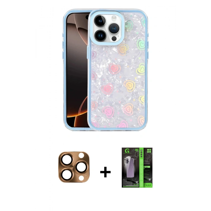 MARSİLYAN™- iPhone 16 Pro Max Kılıf Odak Prime - Şeffaf 360 Full Body Arka Koruyucu + Pers Alüminyum Kamera Lens - CLTM
