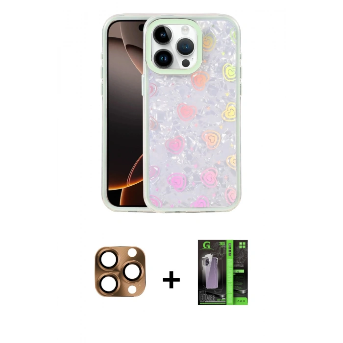 MARSİLYAN™- iPhone 16 Pro Max Kılıf Odak Prime - Şeffaf 360 Full Body Arka Koruyucu + Pers Alüminyum Kamera Lens - CLTM