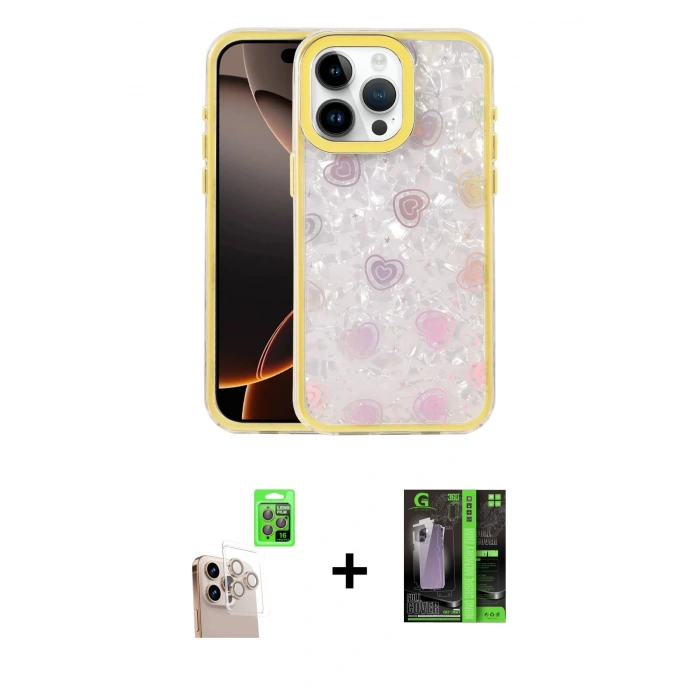 MARSİLYAN™- iPhone 16 Pro Max Kılıf Odak Prime - Şeffaf 360 Full Body Arka Koruyucu + Raze Metal Kamera Lens - NLGY