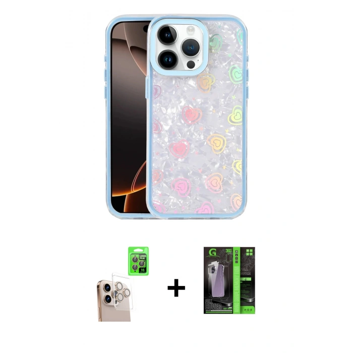 MARSİLYAN™- iPhone 16 Pro Max Kılıf Odak Prime - Şeffaf 360 Full Body Arka Koruyucu + Raze Metal Kamera Lens - NLGY
