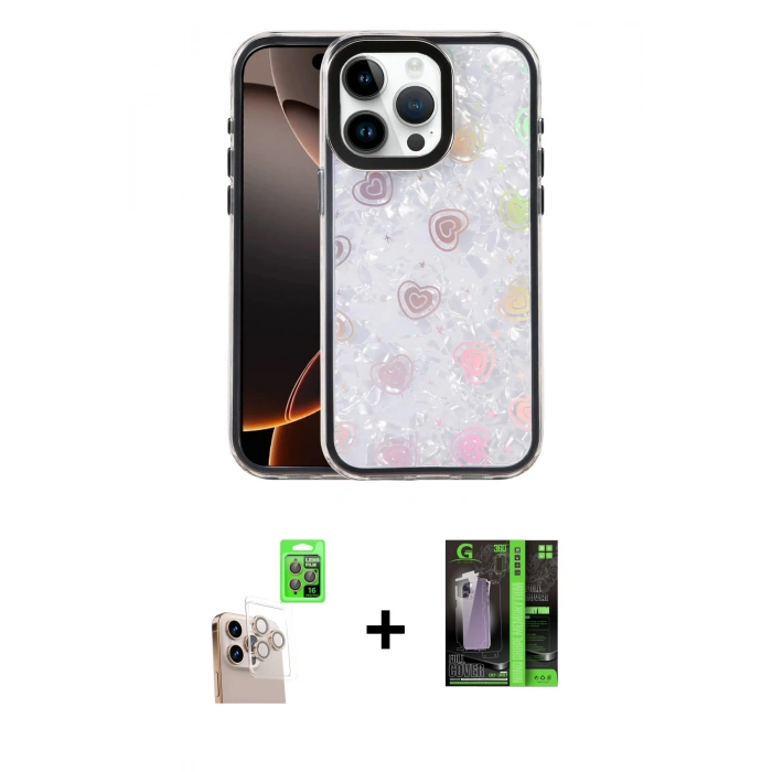 MARSİLYAN™- iPhone 16 Pro Max Kılıf Odak Prime - Şeffaf 360 Full Body Arka Koruyucu + Raze Metal Kamera Lens - NLGY
