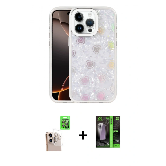 MARSİLYAN™- iPhone 16 Pro Max Kılıf Odak Prime - Şeffaf 360 Full Body Arka Koruyucu + Raze Metal Kamera Lens - NLGY