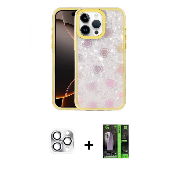MARSİLYAN™- iPhone 16 Pro Max Kılıf Odak Prime - Şeffaf 360 Full Body Arka Koruyucu + Pers Alüminyum Kamera Lens - GS