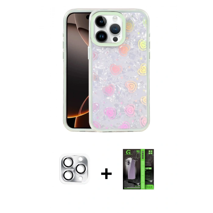 MARSİLYAN™- iPhone 16 Pro Max Kılıf Odak Prime - Şeffaf 360 Full Body Arka Koruyucu + Pers Alüminyum Kamera Lens - GS