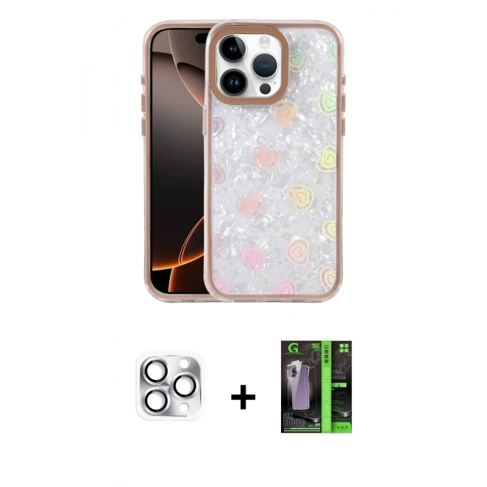 MARSİLYAN™- iPhone 16 Pro Max Kılıf Odak Prime - Şeffaf 360 Full Body Arka Koruyucu + Pers Alüminyum Kamera Lens - GS