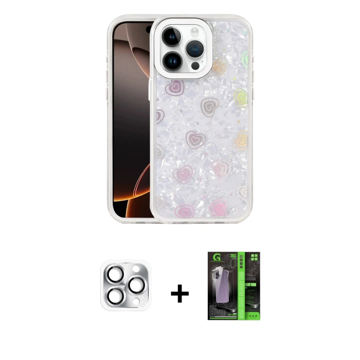 MARSİLYAN™- iPhone 16 Pro Max Kılıf Odak Prime - Şeffaf 360 Full Body Arka Koruyucu + Pers Alüminyum Kamera Lens - GS