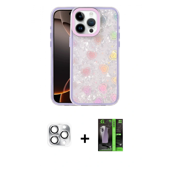 MARSİLYAN™- iPhone 16 Pro Max Kılıf Odak Prime - Şeffaf 360 Full Body Arka Koruyucu + Pers Alüminyum Kamera Lens - GS