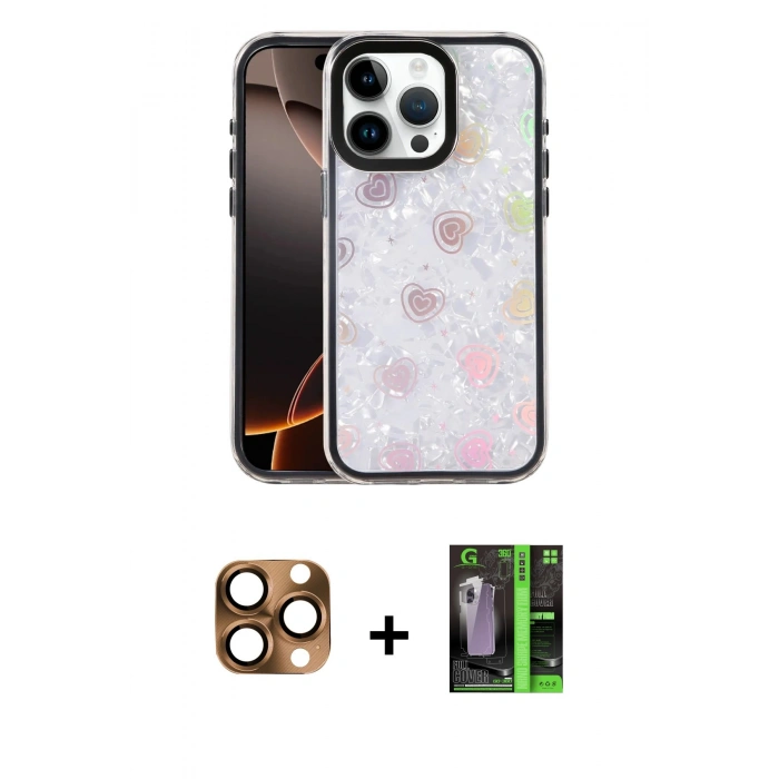 MARSİLYAN™- iPhone 16 Pro Max Kılıf Odak Prime - Şeffaf 360 Full Body Arka Koruyucu + Pers Alüminyum Kamera Lens - CLTM