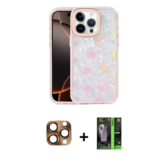 MARSİLYAN™- iPhone 16 Pro Max Kılıf Odak Prime - Şeffaf 360 Full Body Arka Koruyucu + Pers Alüminyum Kamera Lens - CLTM