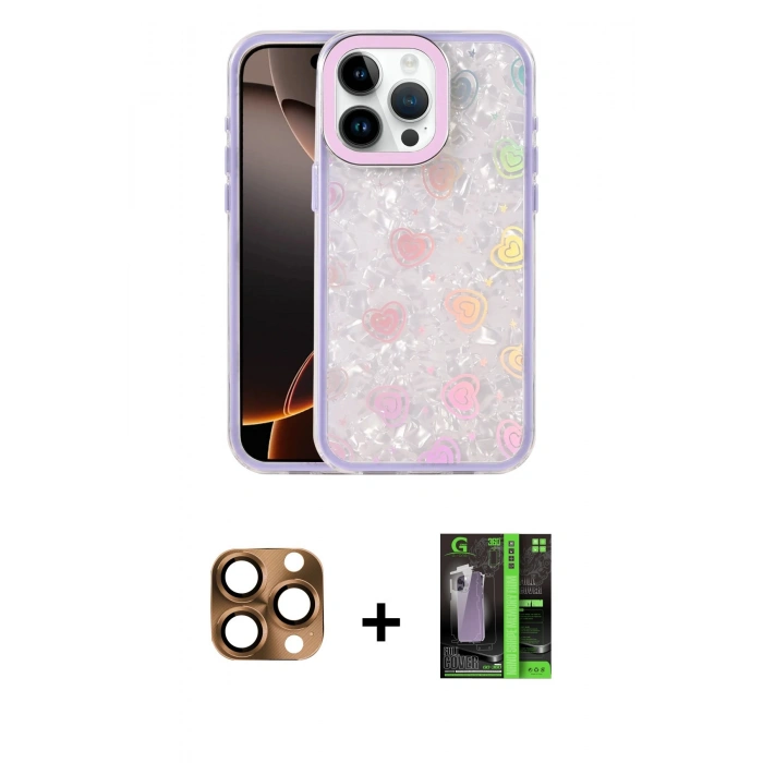 MARSİLYAN™- iPhone 16 Pro Max Kılıf Odak Prime - Şeffaf 360 Full Body Arka Koruyucu + Pers Alüminyum Kamera Lens - CLTM