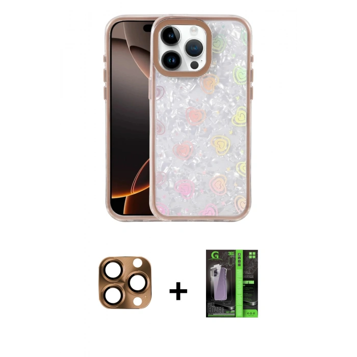 MARSİLYAN™- iPhone 16 Pro Max Kılıf Odak Prime - Şeffaf 360 Full Body Arka Koruyucu + Pers Alüminyum Kamera Lens - CLTM
