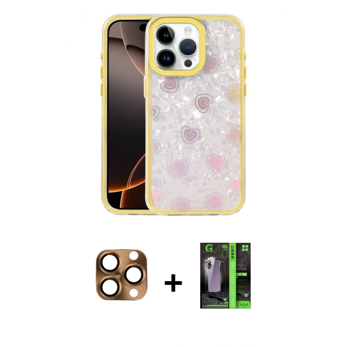 MARSİLYAN™- iPhone 16 Pro Max Kılıf Odak Prime - Şeffaf 360 Full Body Arka Koruyucu + Pers Alüminyum Kamera Lens - CLTM