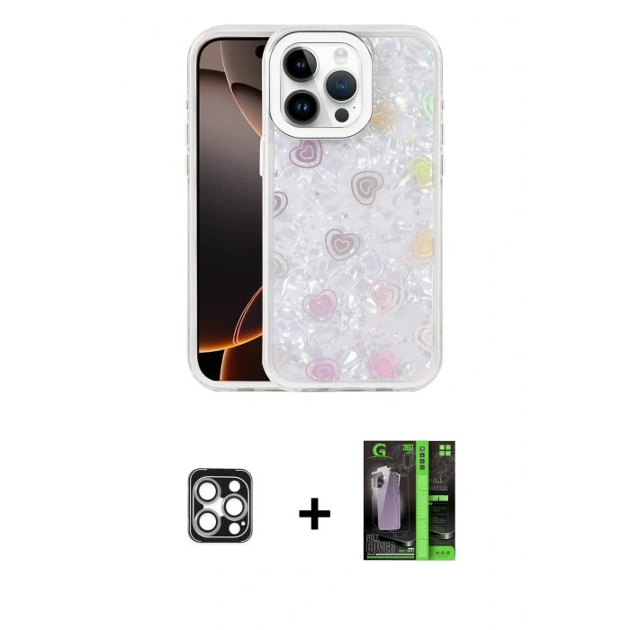 MARSİLYAN™- iPhone 16 Pro Max Kılıf Odak Prime - Şeffaf 360 Full Body Arka Koruyucu + PVD Metal Kamera Lens - GS