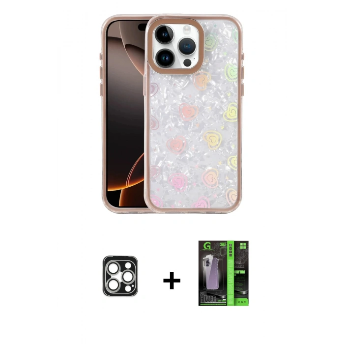 MARSİLYAN™- iPhone 16 Pro Max Kılıf Odak Prime - Şeffaf 360 Full Body Arka Koruyucu + PVD Metal Kamera Lens - GS