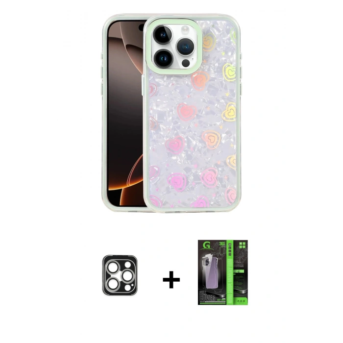 MARSİLYAN™- iPhone 16 Pro Max Kılıf Odak Prime - Şeffaf 360 Full Body Arka Koruyucu + PVD Metal Kamera Lens - GS