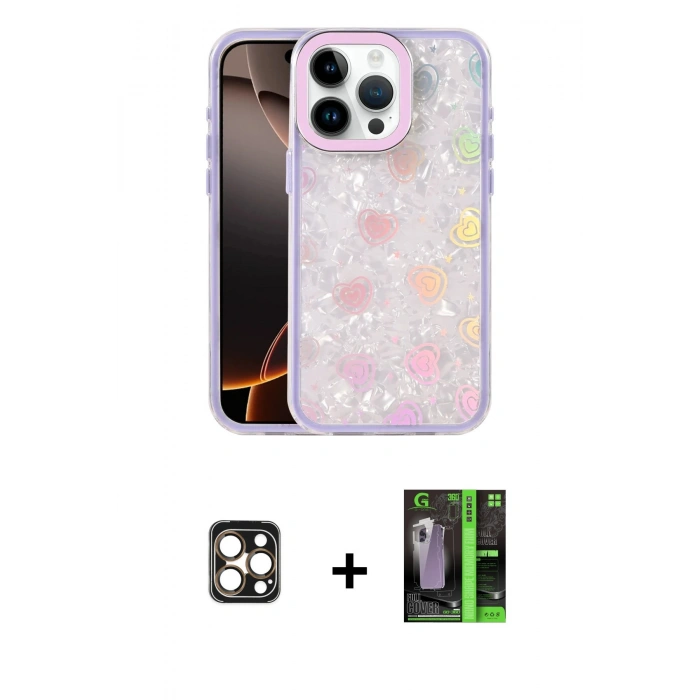 MARSİLYAN™- iPhone 16 Pro Max Kılıf Odak Prime - Şeffaf 360 Full Body Arka Koruyucu + PVD Metal Kamera Lens - GD