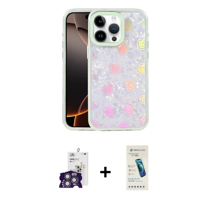 MARSİLYAN™- iPhone 16 Pro Max Kılıf Odak Prime - Şeffaf Pasifik Cam Ekran Koruyucu + Bilvis Titan Kamera Lens - GS