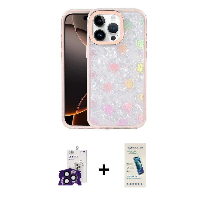 MARSİLYAN™- iPhone 16 Pro Max Kılıf Odak Prime - Şeffaf Pasifik Cam Ekran Koruyucu + Bilvis Titan Kamera Lens - SH