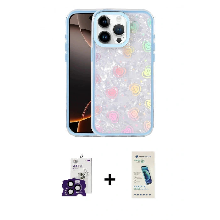 MARSİLYAN™- iPhone 16 Pro Max Kılıf Odak Prime - Şeffaf Pasifik Cam Ekran Koruyucu + Bilvis Titan Kamera Lens - SH