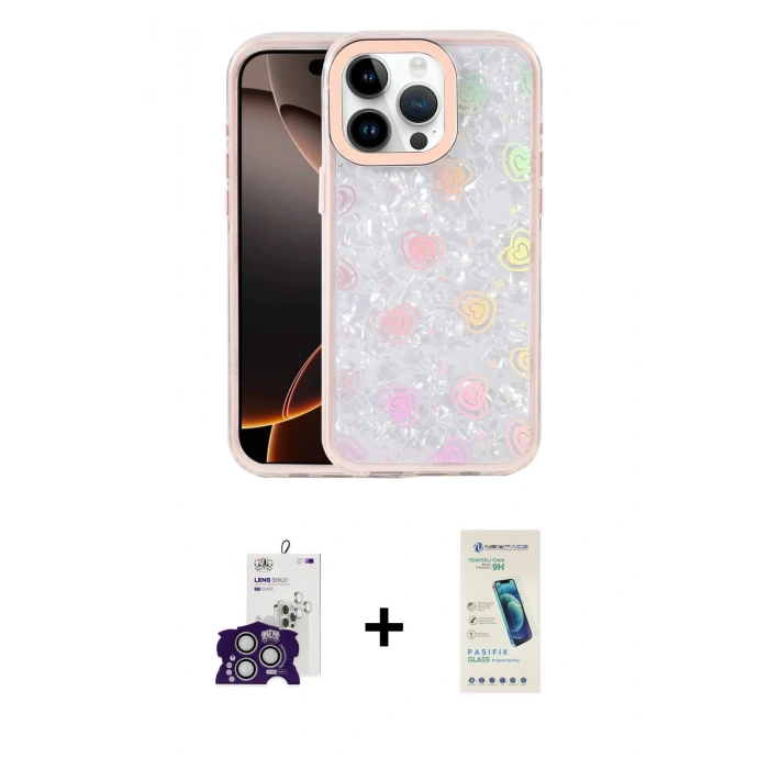MARSİLYAN™- iPhone 16 Pro Max Kılıf Odak Prime - Şeffaf Pasifik Cam Ekran Koruyucu + Bilvis Titan Kamera Lens - GS