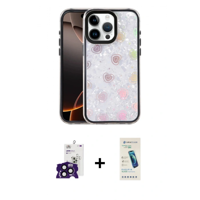 MARSİLYAN™- iPhone 16 Pro Max Kılıf Odak Prime - Şeffaf Pasifik Cam Ekran Koruyucu + Bilvis Titan Kamera Lens - SH