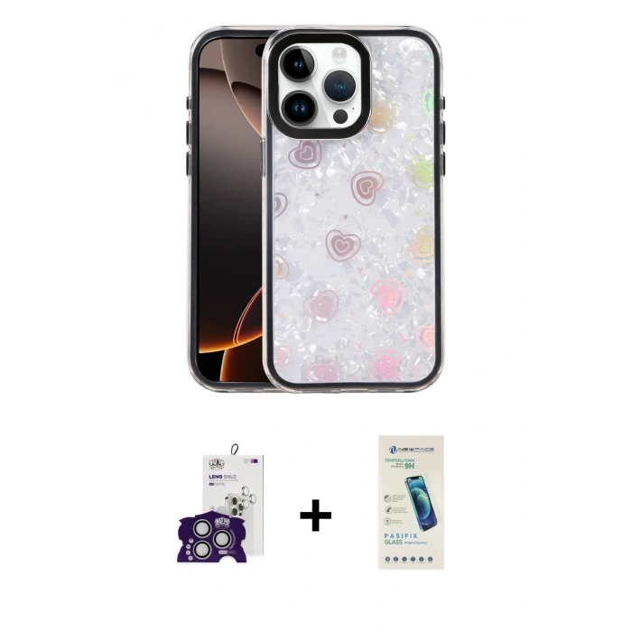 MARSİLYAN™- iPhone 16 Pro Max Kılıf Odak Prime - Şeffaf Pasifik Cam Ekran Koruyucu + Bilvis Titan Kamera Lens - GS