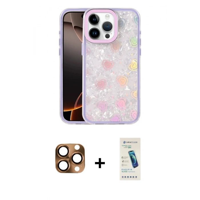 MARSİLYAN™- iPhone 16 Pro Max Kılıf Odak Prime - Şeffaf Pasifik Cam Ekran Koruyucu + Pers Alüminyum Kamera Lens - CLTM